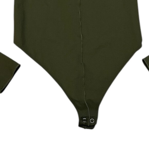 Good American So Soft Mock Neck Bodysuit In Juniper Green - Picture 3 of 4